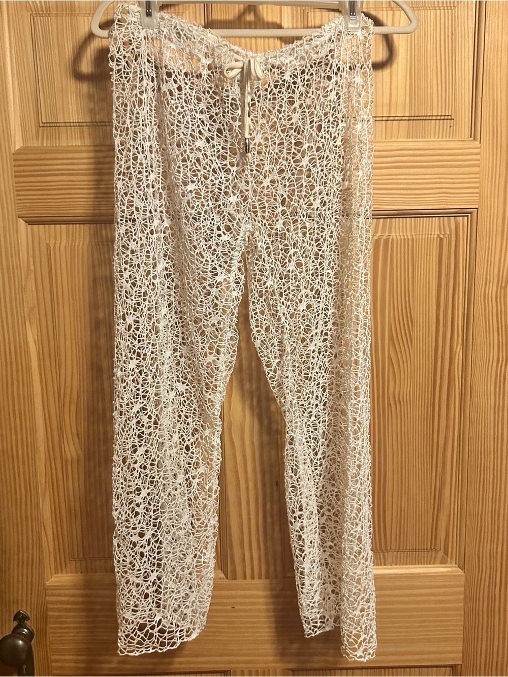 Women's White Crochet Swim Coverup Pants